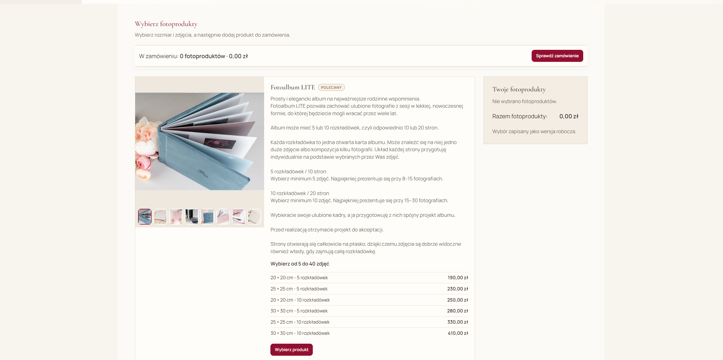 Szczegółowa oferta fotoalbumu w galerii Amber